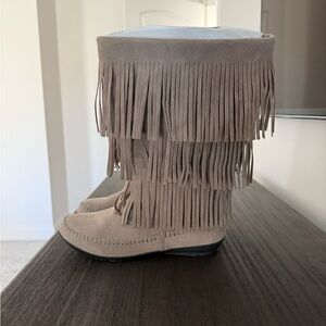 Suede Fringe Boots by Comfortview sz 9W